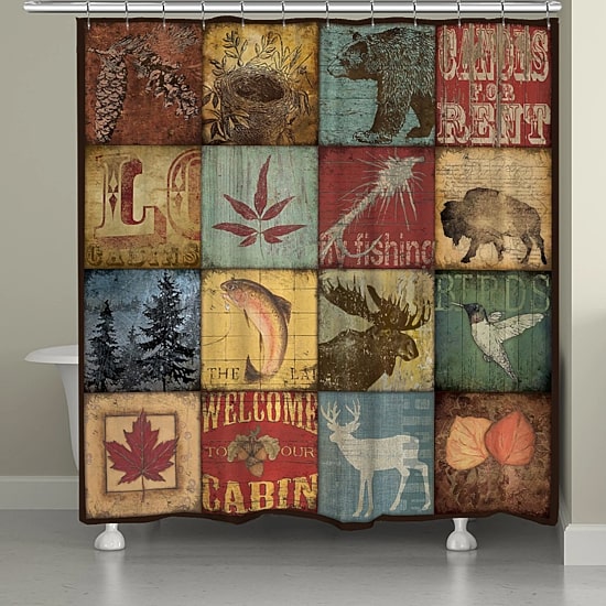Laural Home Lodge Patch Shower Curtain