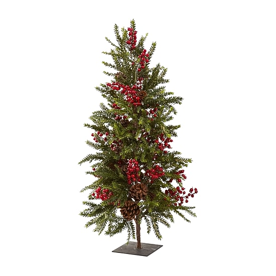 Nearly Natural Berry 3 Foot Pine Christmas Tree
