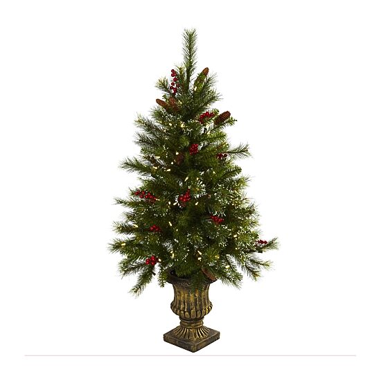 Nearly Natural Berrycones 4 Foot Pre-Lit Christmas Tree