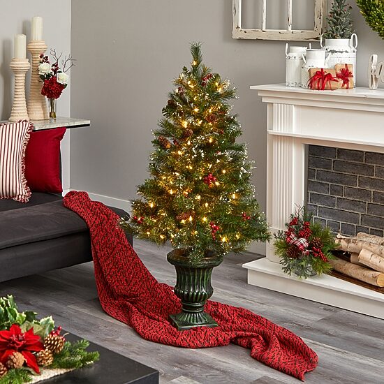 Nearly Natural Berrycones 4 Foot Pre-Lit Christmas Tree