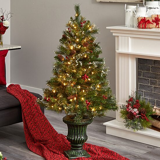 Nearly Natural Berrycones 4 Foot Pre-Lit Christmas Tree