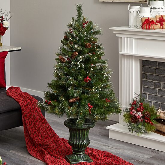 Nearly Natural Berrycones 4 Foot Pre-Lit Christmas Tree