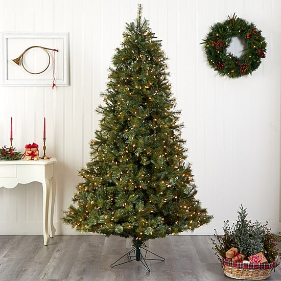 Nearly Natural Majestic Multi 7 1/2 Foot Pre-Lit Pine Christmas Tree