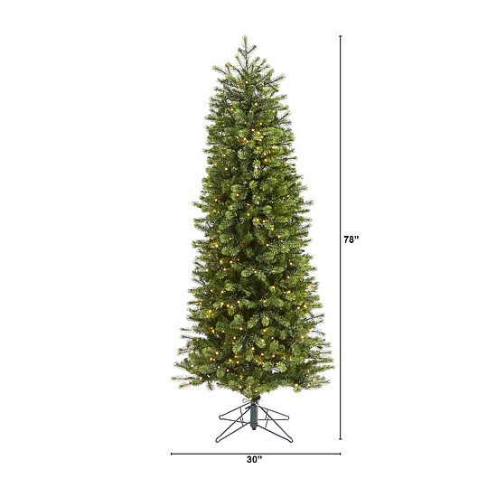 Nearly Natural Slim Faux 6 1/2 Foot Pre-Lit Spruce Christmas Tree
