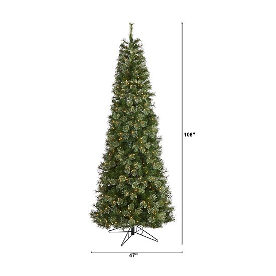 Nearly Natural Cashmere Slim Faux 9 Foot Pre-Lit Christmas Tree