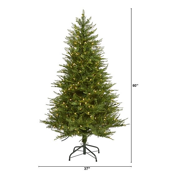 Nearly Natural Wisconsin Faux 5 Foot Pre-Lit Fir Christmas Tree