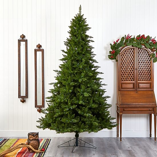 Nearly Natural Vermont Faux 9 Foot Pre-Lit Spruce Christmas Tree