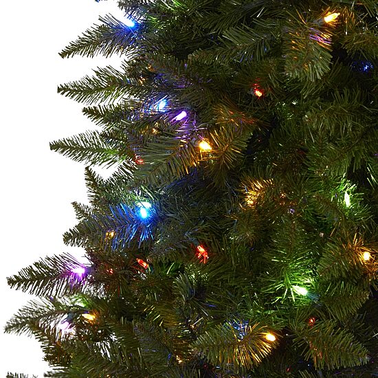 Nearly Natural Faux 6 1/2 Foot Pre-Lit Spruce Christmas Tree