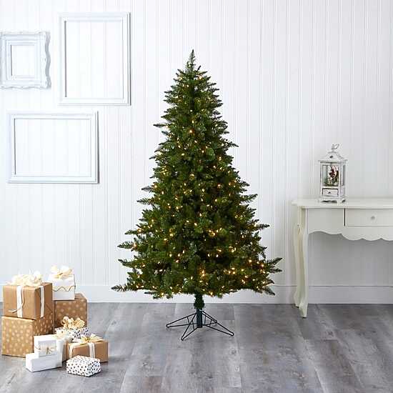Nearly Natural Faux 6 1/2 Foot Pre-Lit Spruce Christmas Tree