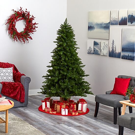 Nearly Natural Faux 6 1/2 Foot Pre-Lit Spruce Christmas Tree