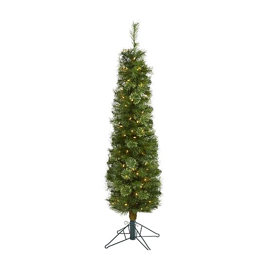 Nearly Natural Pencil Faux 5 Foot Pre-Lit Christmas Tree