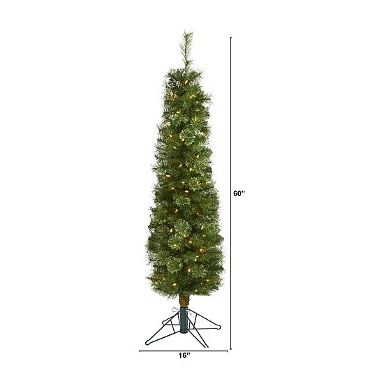 Nearly Natural Pencil Faux 5 Foot Pre-Lit Christmas Tree