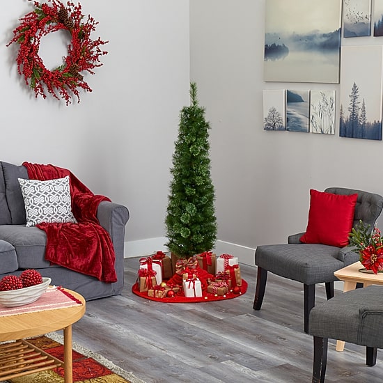 Nearly Natural Pencil Faux 5 Foot Pre-Lit Christmas Tree