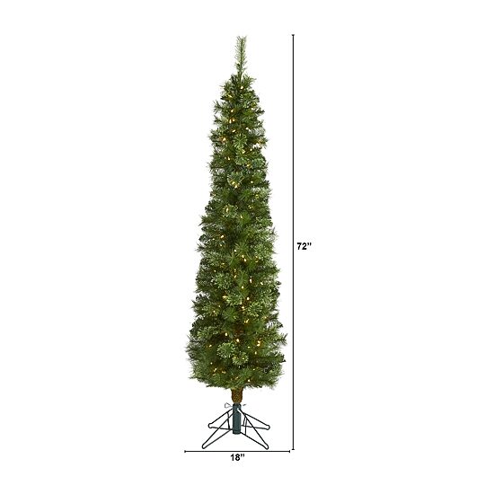 Nearly Natural Pencil Faux 6 Foot Pre-Lit Christmas Tree
