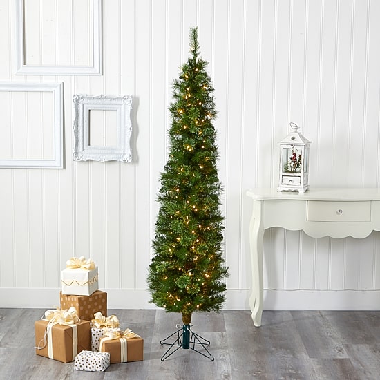 Nearly Natural Pencil Faux 6 Foot Pre-Lit Christmas Tree