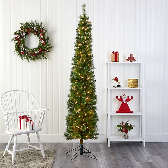 Nearly Natural Pencil Faux 7 Foot Pre-Lit Christmas Tree