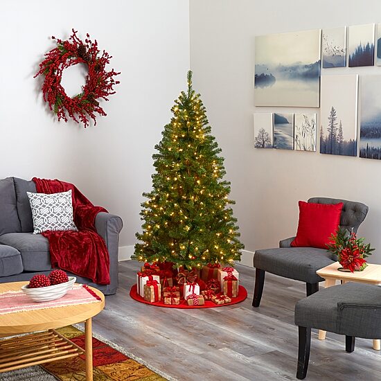 Nearly Natural Faux 6 Foot Pre-Lit Christmas Tree