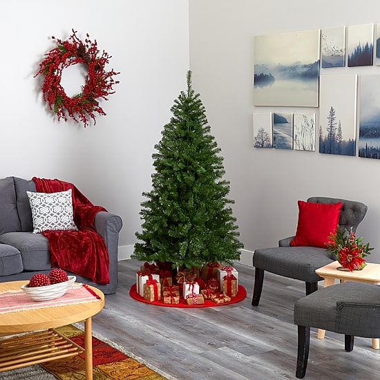 Nearly Natural Faux 6 Foot Pre-Lit Christmas Tree