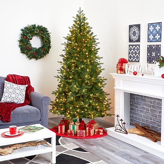 Nearly Natural Vienna Faux 7 Foot Pre-Lit Fir Christmas Tree