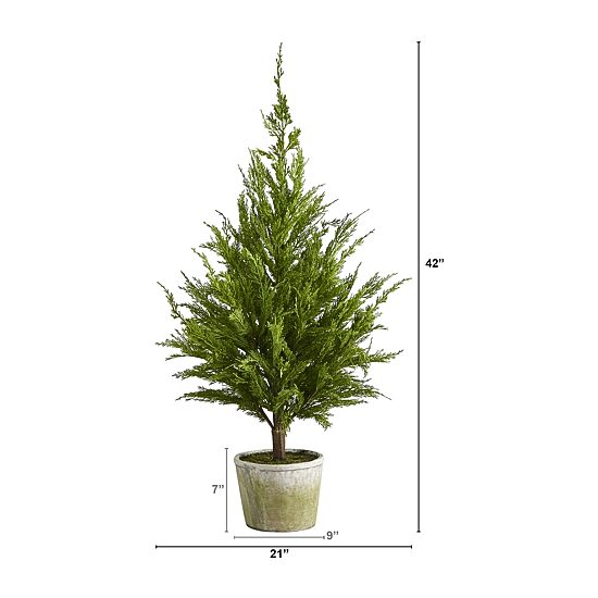Nearly Natural Faux Planter 3 1/2 Foot Cedar Christmas Tree