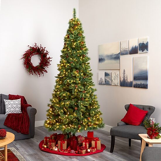 Nearly Natural Mountain Faux 9 Foot Pre-Lit Pine Christmas Tree