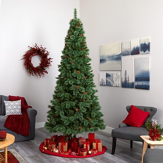 Nearly Natural Mountain Faux 9 Foot Pre-Lit Pine Christmas Tree