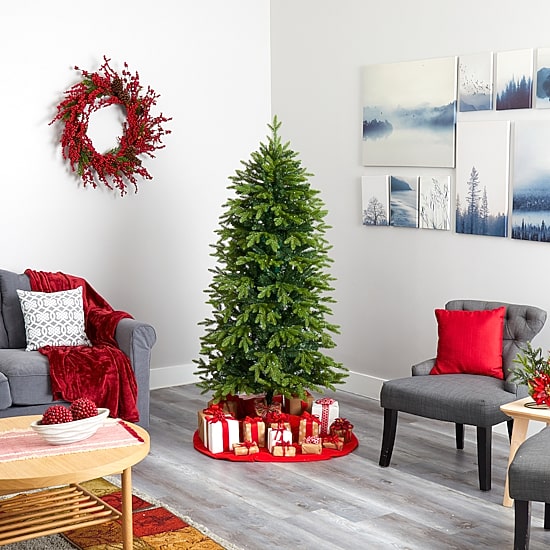Nearly Natural Belgium Faux 6 Foot Pre-Lit Fir Christmas Tree
