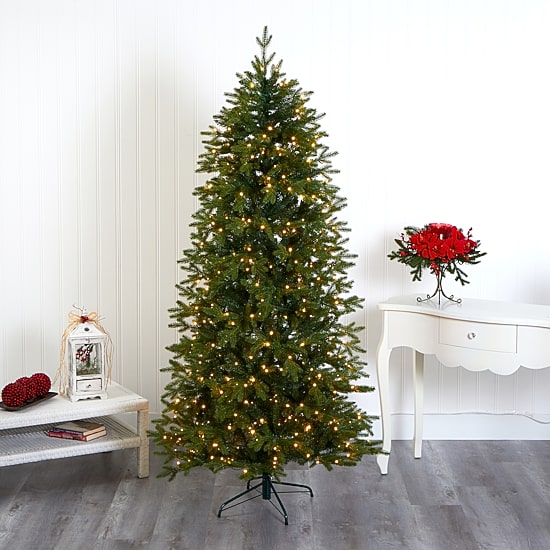Nearly Natural Belgium Natural Look Faux 7 Foot Pre-Lit Fir Christmas Tree