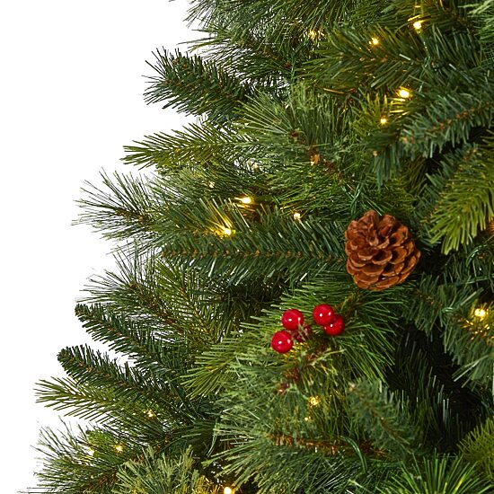 Nearly Natural Aberdeen Faux 8 Foot Pre-Lit Spruce Christmas Tree