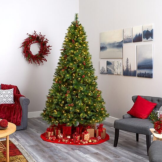 Nearly Natural Aberdeen Faux 8 Foot Pre-Lit Spruce Christmas Tree