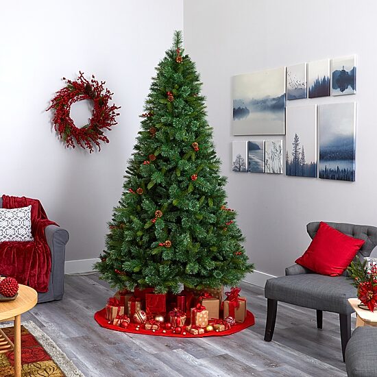 Nearly Natural Aberdeen Faux 8 Foot Pre-Lit Spruce Christmas Tree
