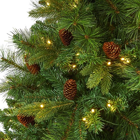 Nearly Natural Full Mixed 6 Foot Pre-Lit Pine Christmas Tree