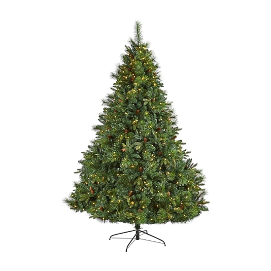 Nearly Natural Full Bodied Mixed Faux 7 Foot Pre-Lit Pine Christmas Tree