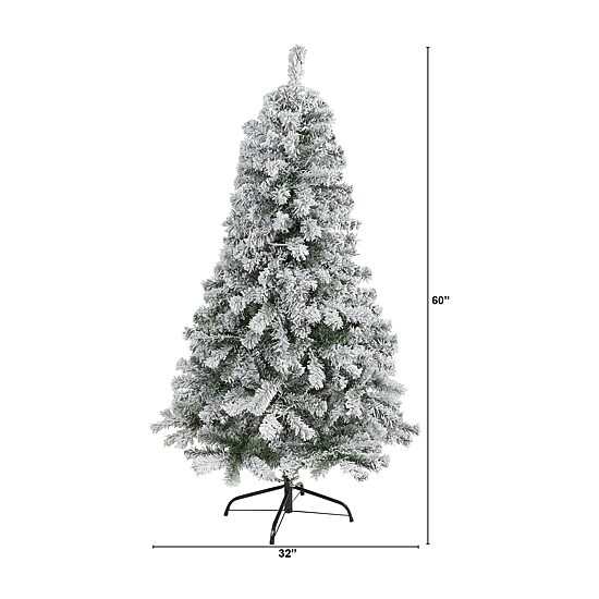 Nearly Natural Flocked 5 Foot Spruce Christmas Tree