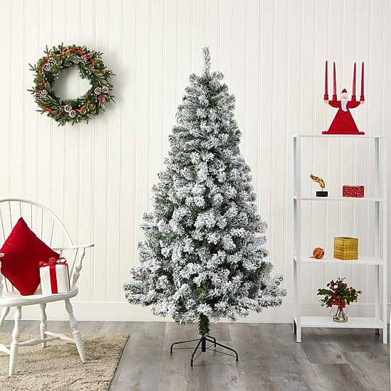 Nearly Natural Flocked 6 Foot Spruce Christmas Tree