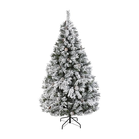 Nearly Natural Flocked White 6 Foot Pine Christmas Tree