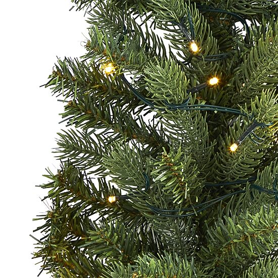 Nearly Natural Flat Back Wall Hanging Faux 3 Foot Pre-Lit Christmas Tree