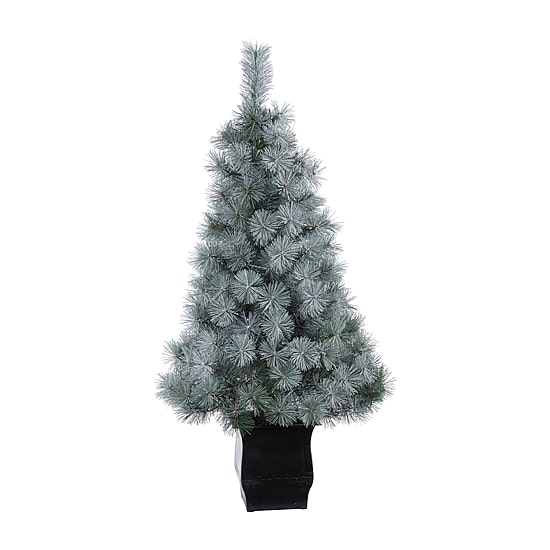 Nearly Natural Snowy Faux 4 Foot Pre-Lit Pine Christmas Tree