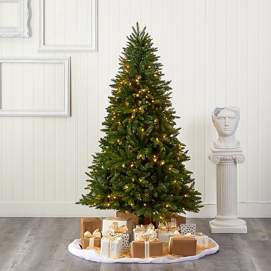 Nearly Natural Sun Valley 6 Foot Pre-Lit Fir Christmas Tree