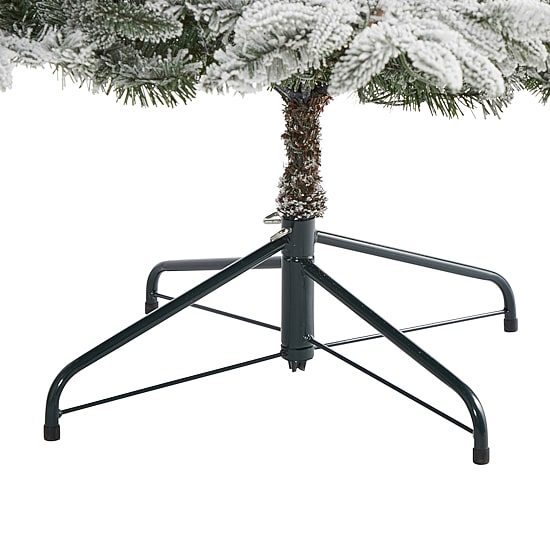 Nearly Natural Flocked 7 1/2 Foot Pre-Lit Spruce Christmas Tree