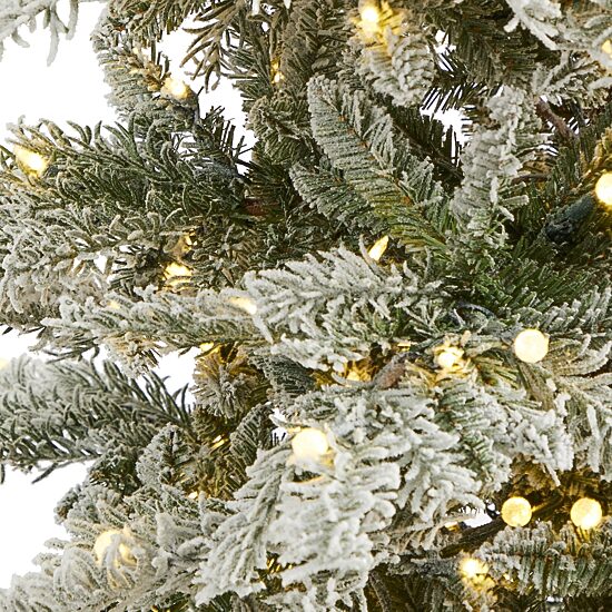 Nearly Natural Slim Flocked 7 1/2 Foot Pre-Lit Spruce Christmas Tree