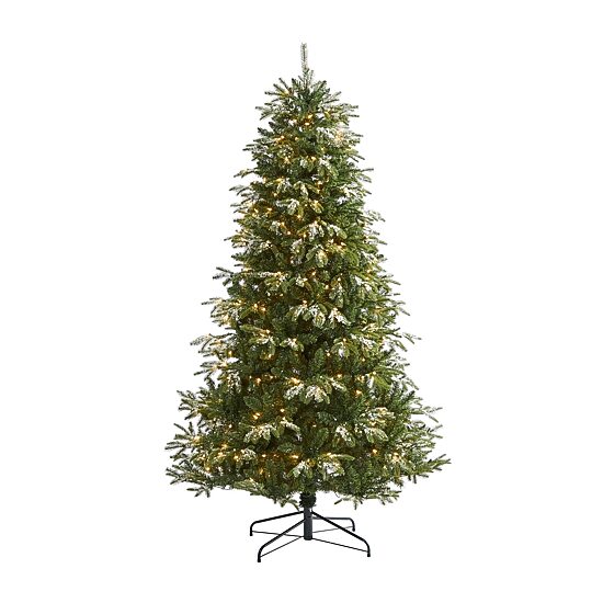 Nearly Natural Snowed 7 Foot Pre-Lit Christmas Tree