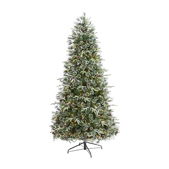 Nearly Natural Snowed Tipped 7 1/2 Foot Pre-Lit Pine Christmas Tree