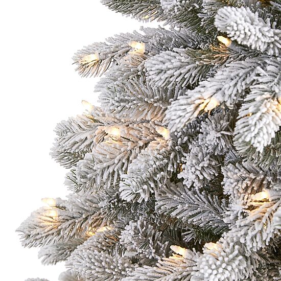 Nearly Natural Flocked Faux 6 Foot Pre-Lit Spruce Christmas Tree