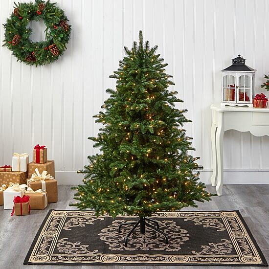Nearly Natural South Carolina Faux 5 Foot Pre-Lit Spruce Christmas Tree