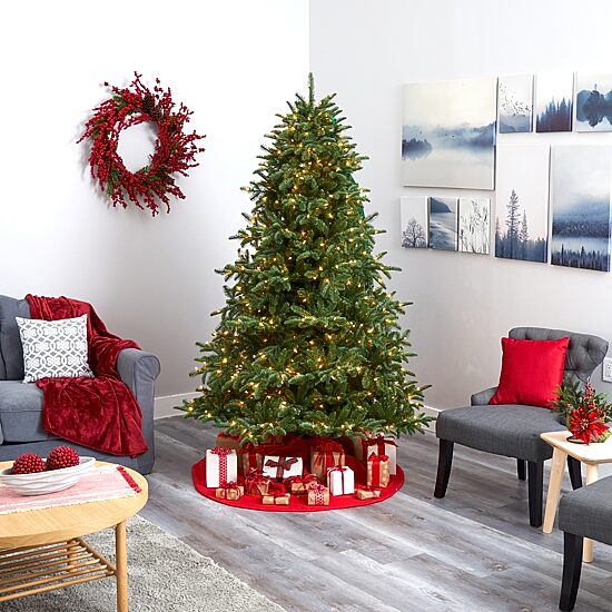 Nearly Natural South Carolina Faux 7 Foot Pre-Lit Spruce Christmas Tree