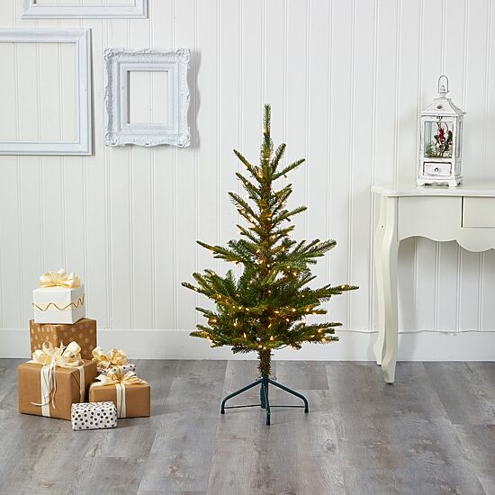 Nearly Natural Layered 4 Foot Pre-Lit Spruce Christmas Tree