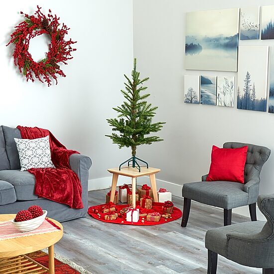 Nearly Natural Layered 4 Foot Pre-Lit Spruce Christmas Tree