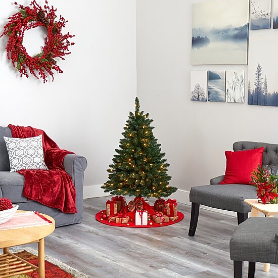 Nearly Natural 4 Foot Pre-Lit Spruce Christmas Tree