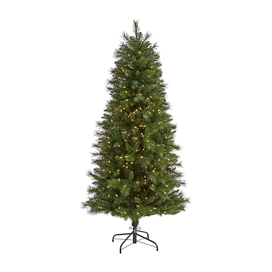 Nearly Natural Slim Faux 6 Foot Pre-Lit Pine Christmas Tree